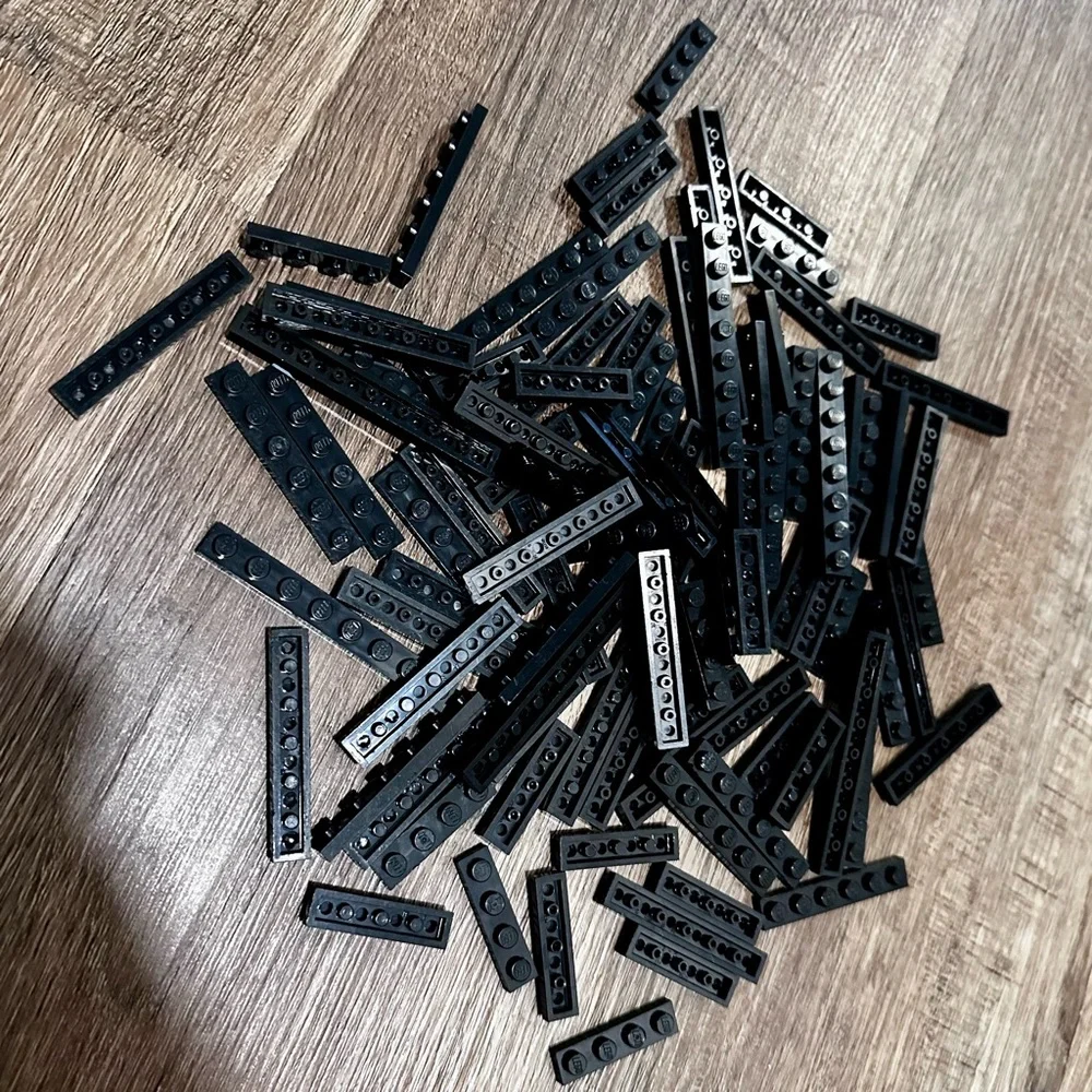 BULK LEGO - 100 Lego Black Building Blocks Collection 1x4, 1x6 & 1x8 Bricks